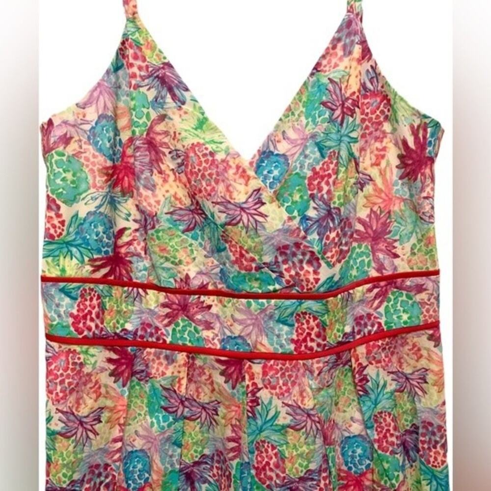 Chetta B Babydoll Dress Tropical Pineapple Novelty Print Multicolor Size 12 - Picture 7 of 13